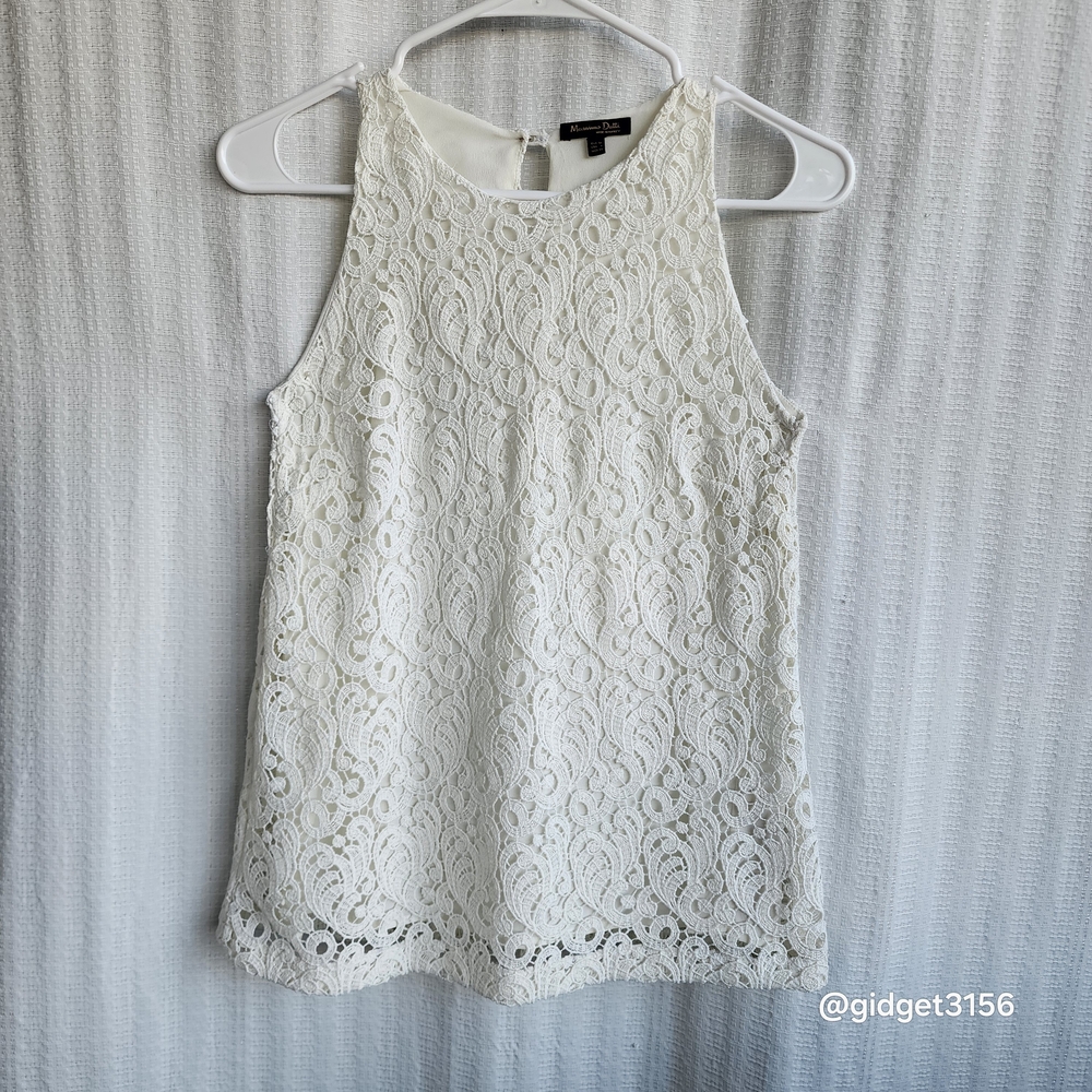 Massimo Dutti Cream Lace Sleeveless Blouse